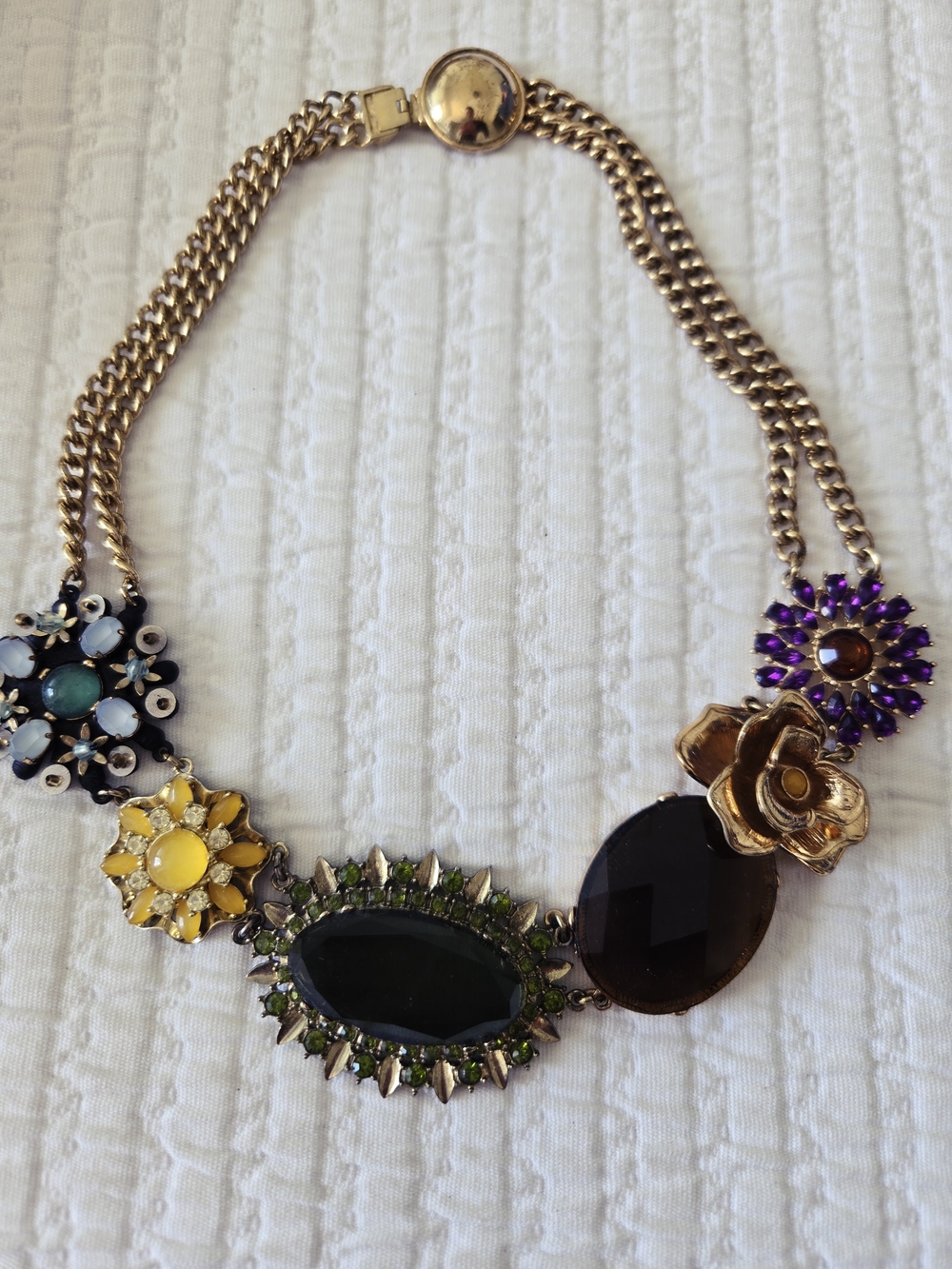 Banana Republic Gold-Tone Multicolored Floral Statement Necklace